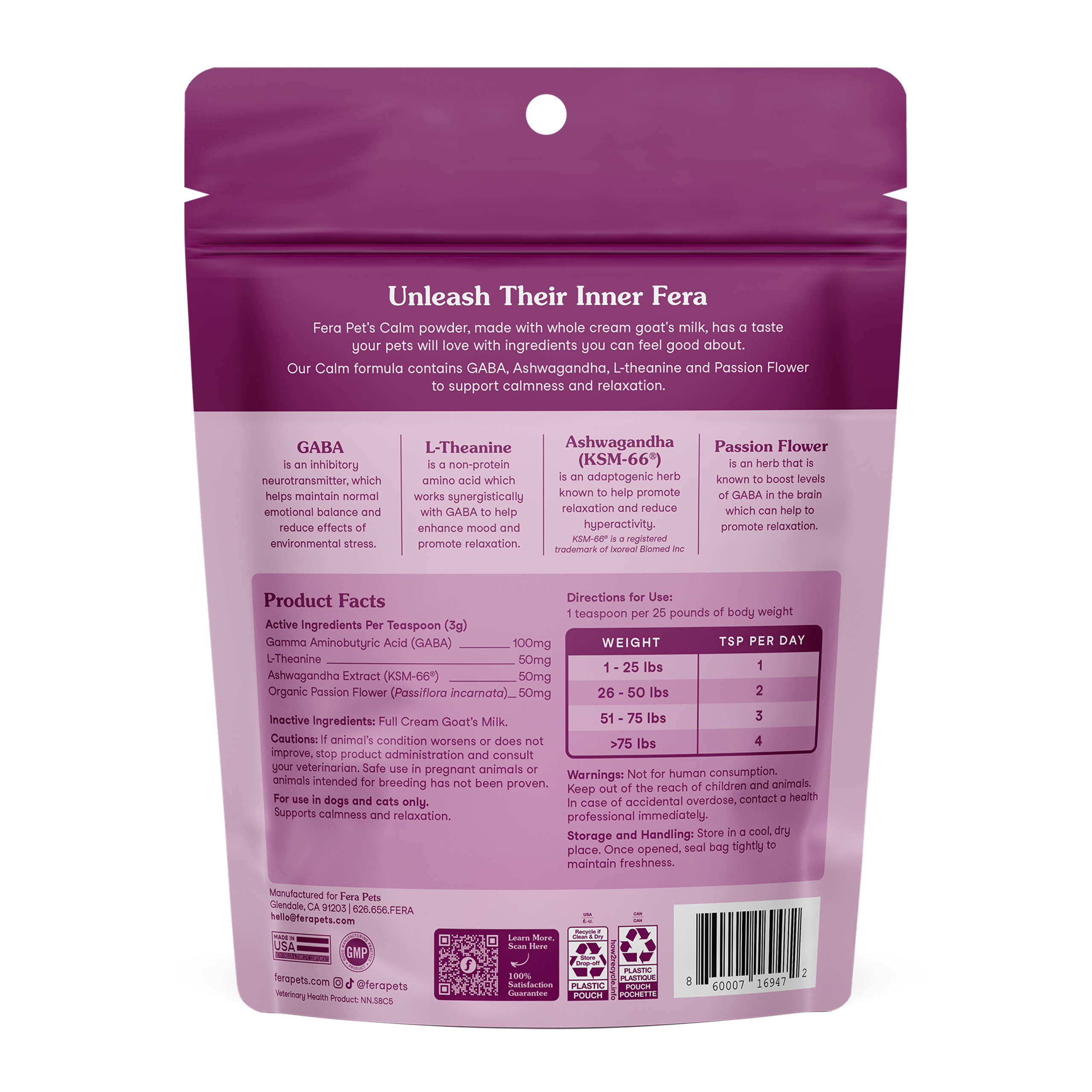 Fera Pets Goat Milk CALM