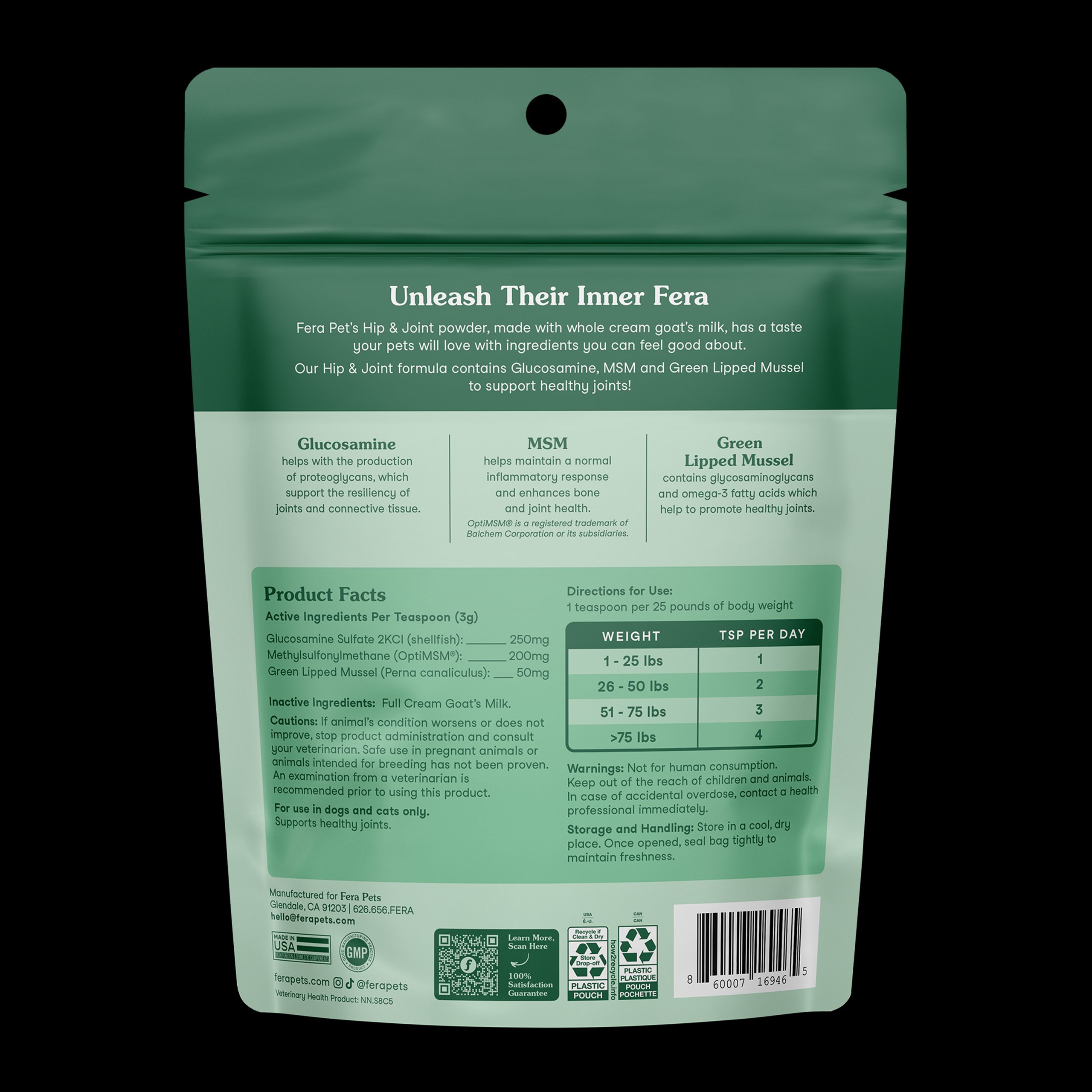 Sữa Dê Xương Khớp Cho Chó Mèo Fera Pets Hip + Joint Goat Milk