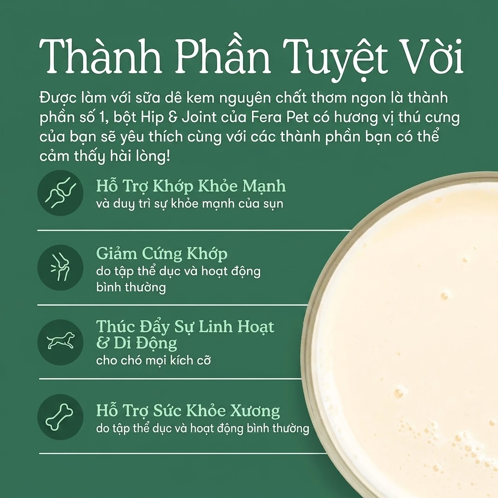 Sữa Dê Xương Khớp Cho Chó Mèo Fera Pets Hip + Joint Goat Milk