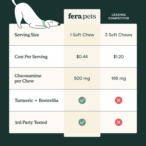Viên nhai mềm Fera Pets Hip + Joint Glucosamine Supplement for Dogs - Công thức mới