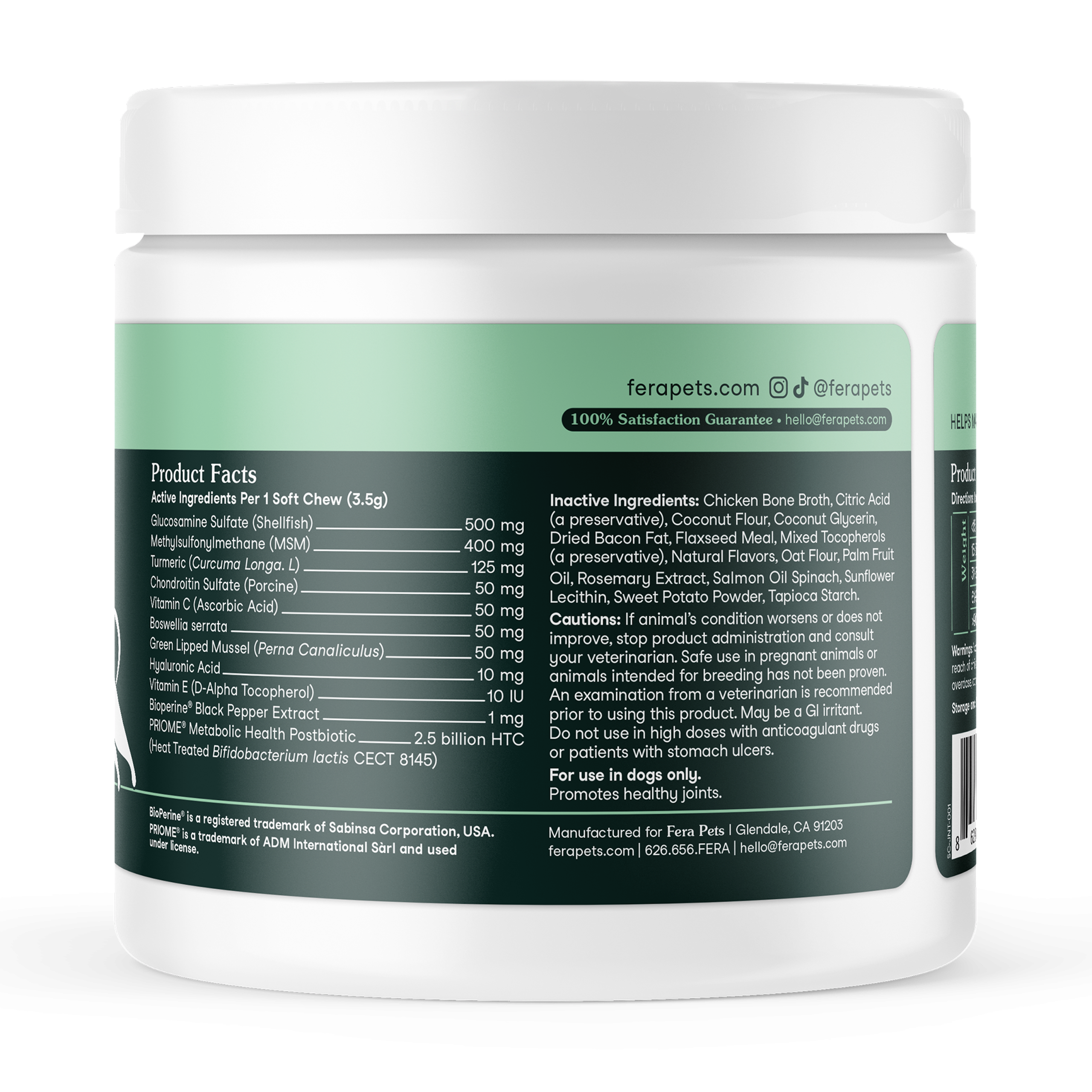 Hip + Joint Support for Dogs-008 Viên nhai mềm Fera Pets Hip + Joint Glucosamine Supplement for Dogs - Công thức mới