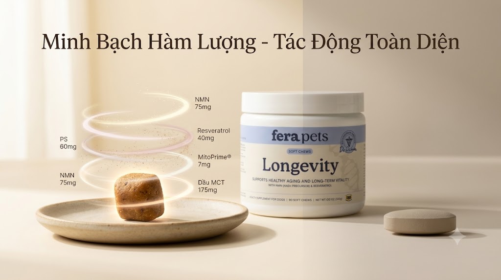So sánh Longevity viên nhai mềm vs các sản phẩm chống lão hóa khác cho chó