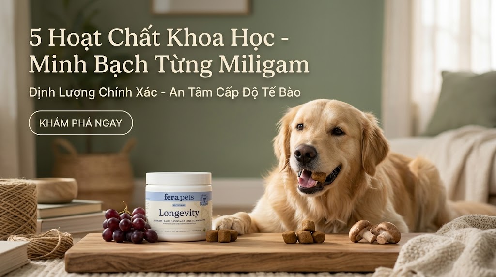 Longevity viên nhai mềm for Dogs: Bổ sung chống lão hóa cấp độ tế bào