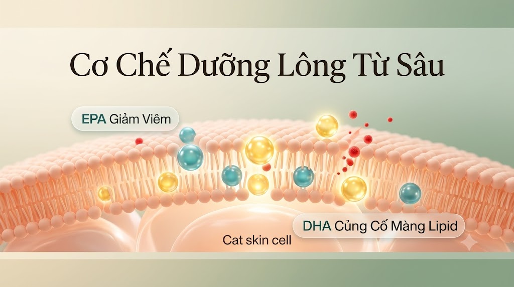 Omega-3 có giúp lông mèo mềm mượt hơn không? Cơ chế & bằng chứng khoa học