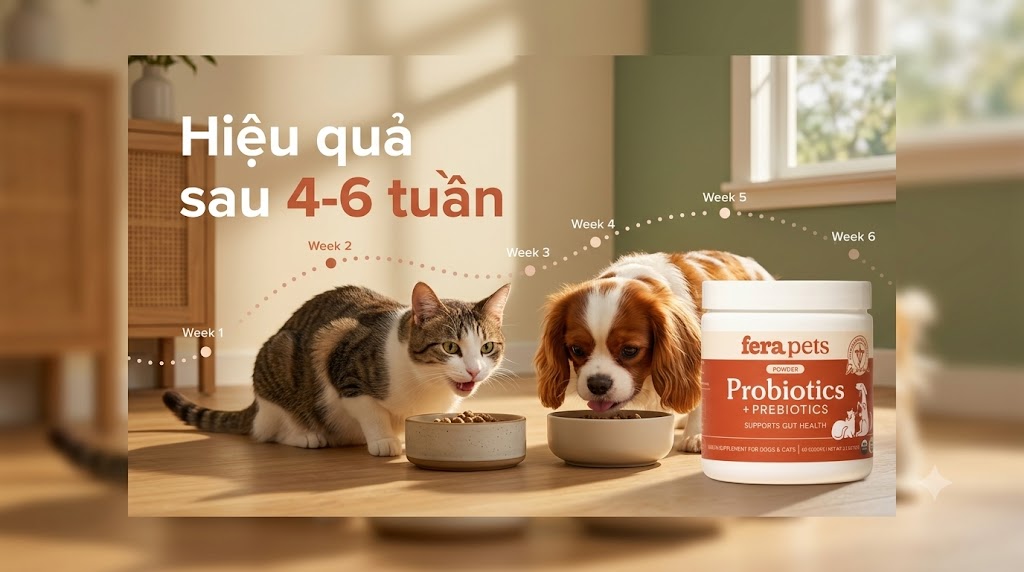 Hỏi đáp nhanh: Thời gian thấy hiệu quả và tương tác kháng sinh của Probiotic cho thú cưng